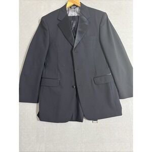 Vintage‎ Y2K Tux Stafford Mens Black 100% Wool Tuxedo 38R Blazer Pant 32x32 4 Pc